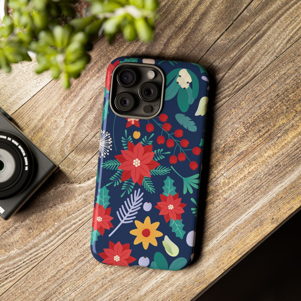 Weihnachtsstern-Blumen Robuste Handyhülle – Festliches Design