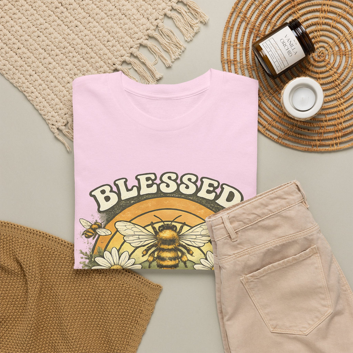 Blessed Bee T-Shirt – Christlicher Glaube & Blumen-Biene Grafik-T-Shirt