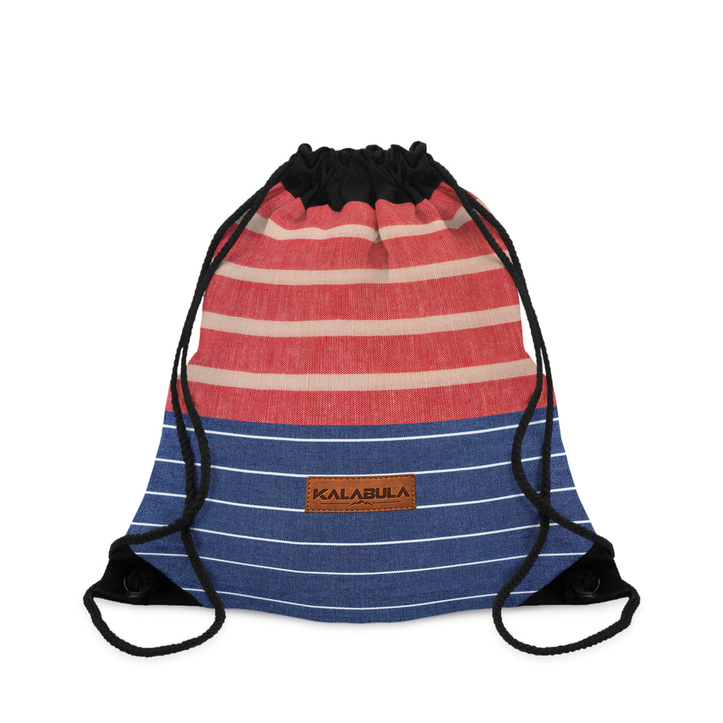 Gestreifter Turnbeutel – Rot Blau Retro Design von Kalabula