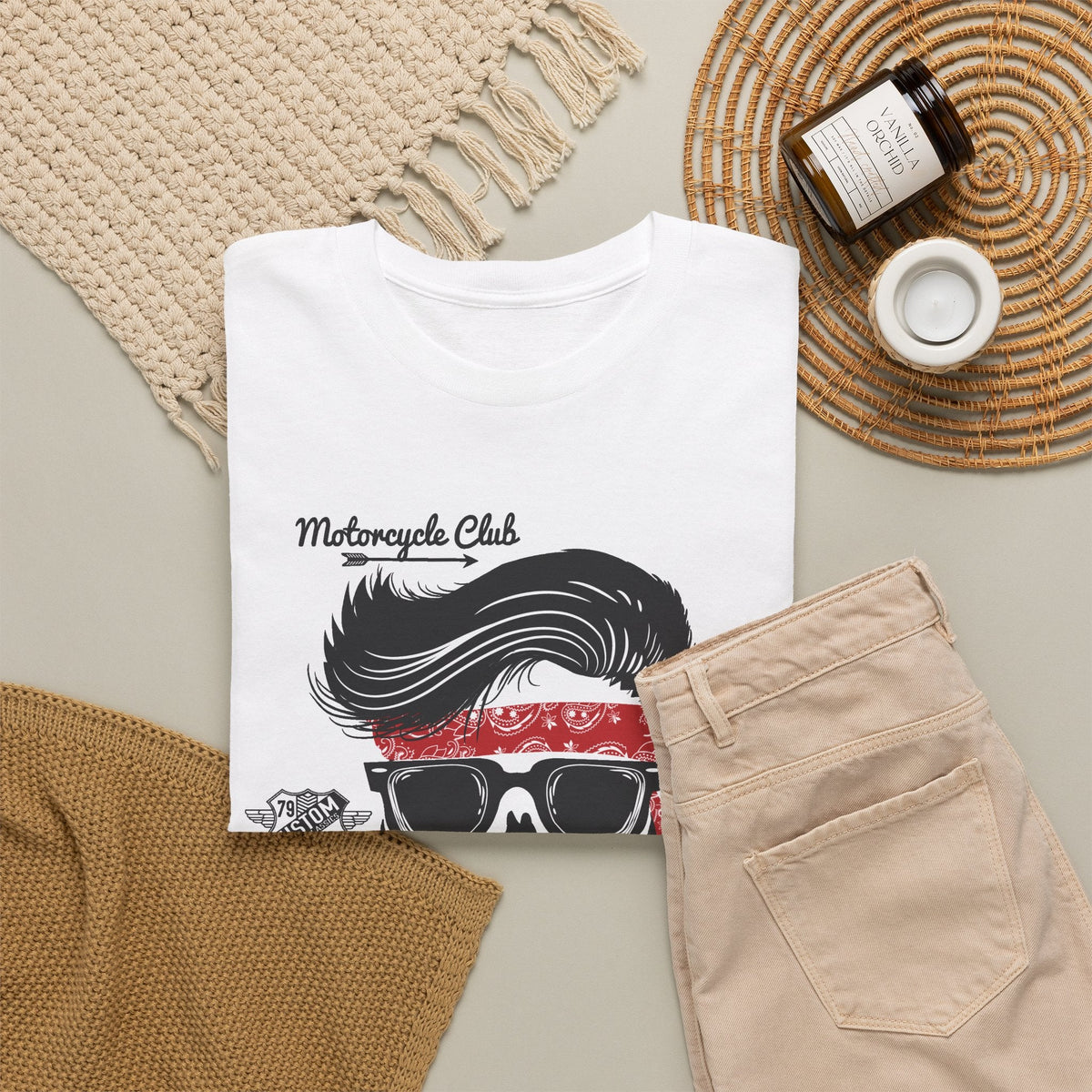 Biker Skull T-Shirt – „Live Fast Ride Free“ Motorrad Grafik-T-Shirt