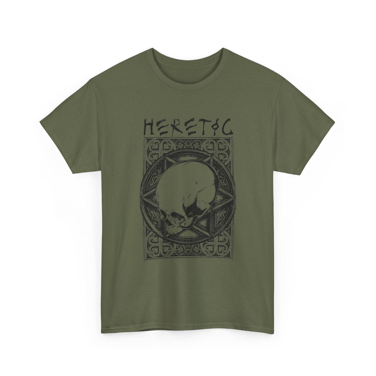 Heretic Skull T-Shirt – Gothic Pentagramm Grafik-T-Shirt