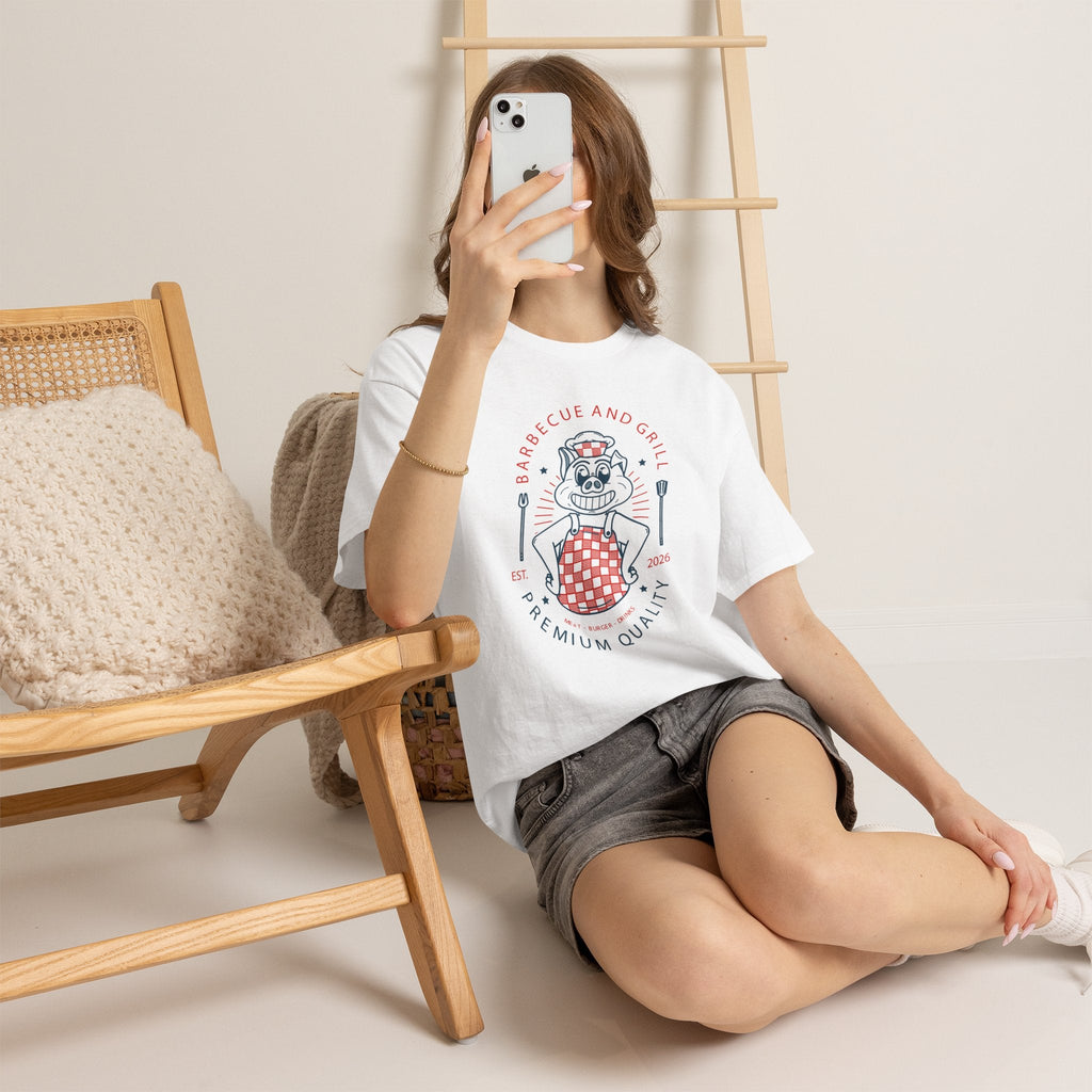 BBQ Pig Chef T-Shirt – Retro Barbecue & Grill Grafik-T-Shirt
