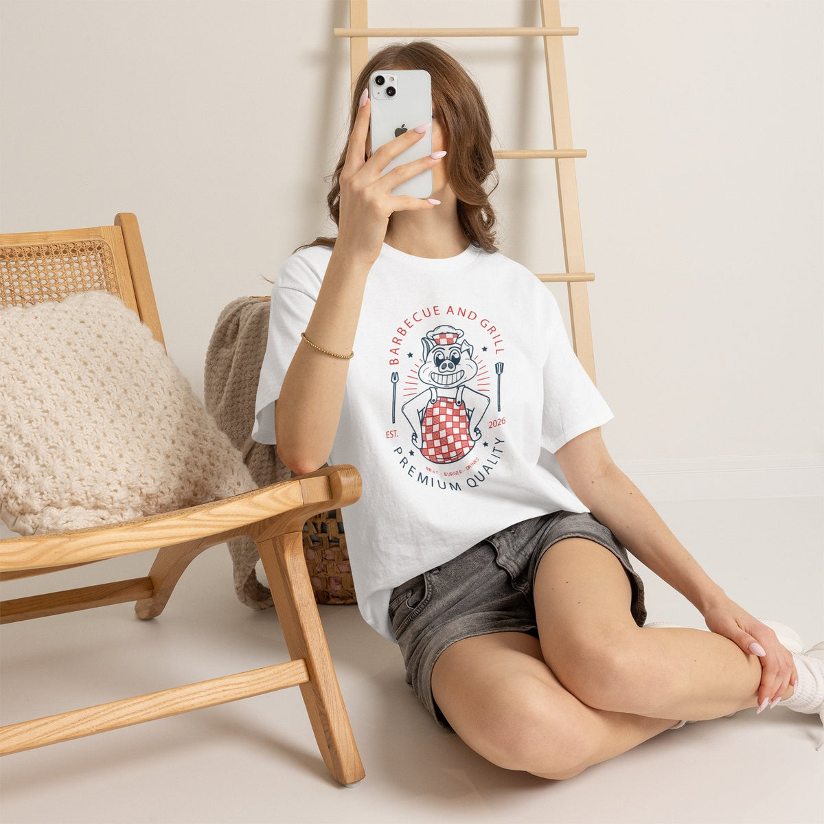 BBQ Pig Chef T-Shirt – Retro Barbecue & Grill Grafik-T-Shirt