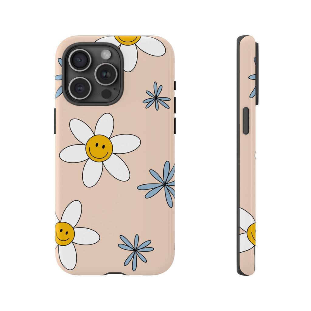 Smiley-Gänseblümchen Robuste Handyhülle – Süßes Retro-Blumendesign