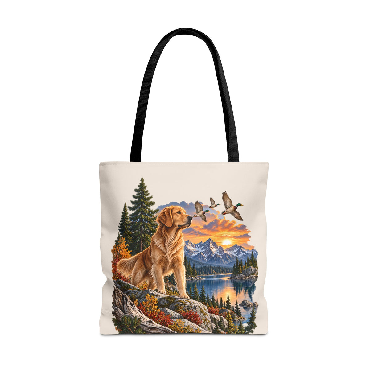 Golden Retriever Stofftasche – Hund & Berge Naturmotiv