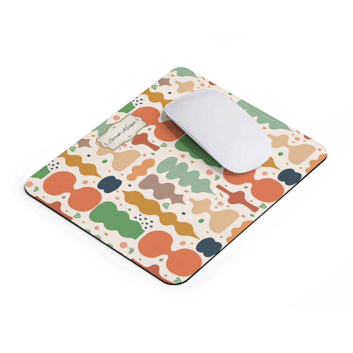 Personalisiertes Mousepad mit Name – Retro Muster – Mousepad von Kalabula, 23,2 × 19,4 cm