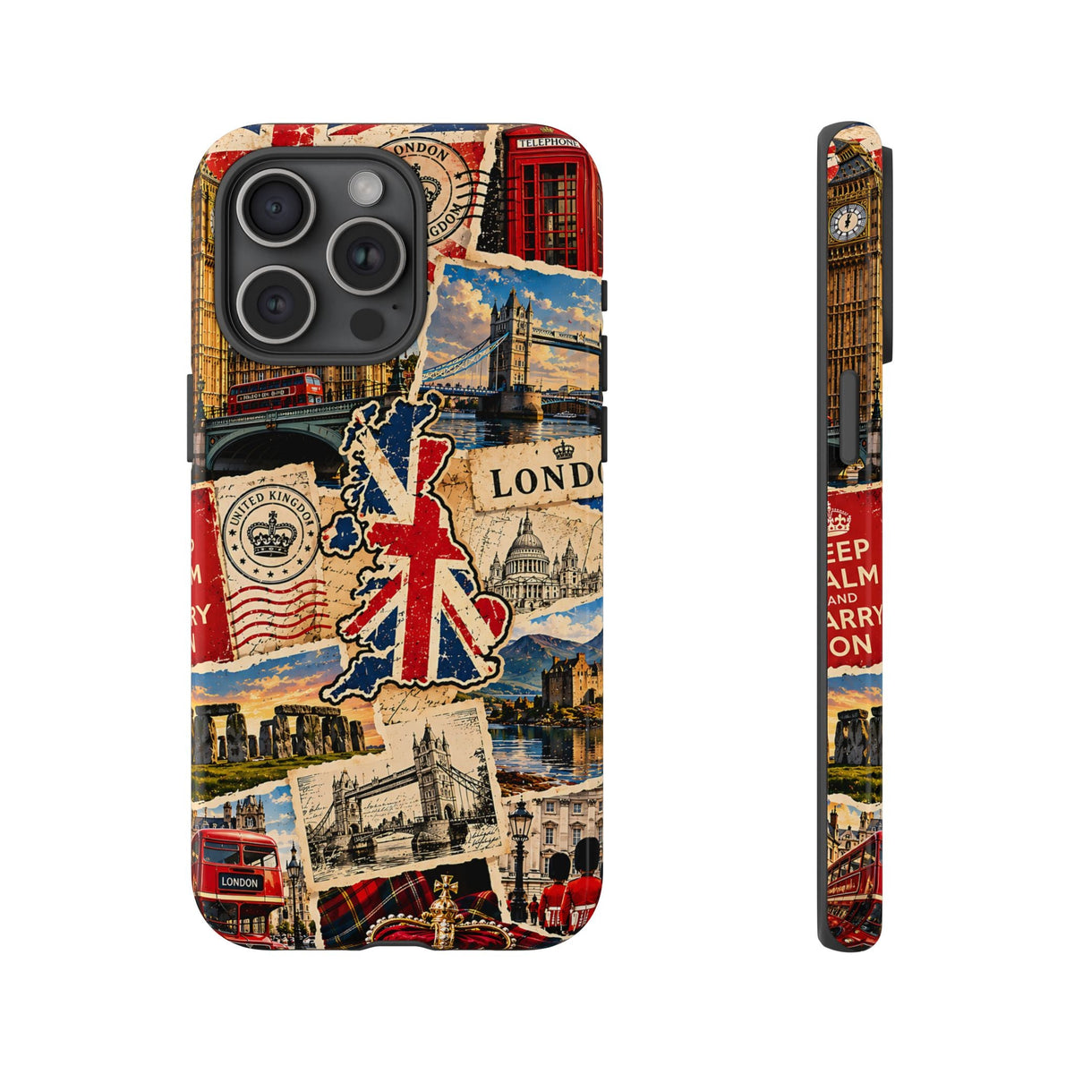 London-UK-Reise-Collage Handyhülle – Robuste Handyhülle im britischen Vintage-Stil