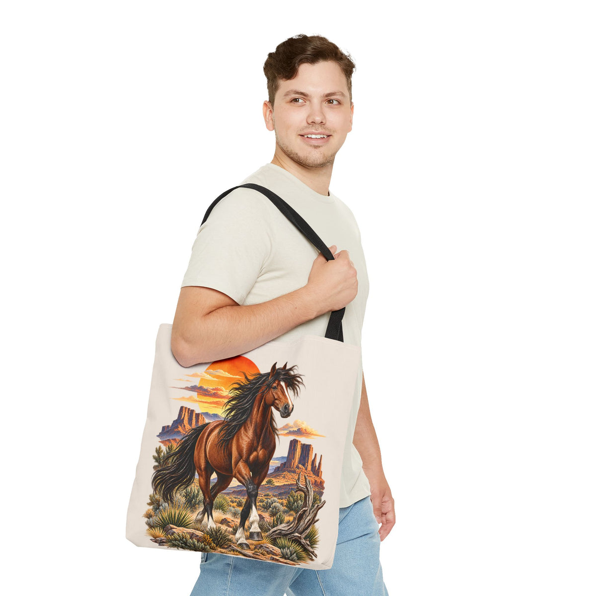 Pferde Stofftasche – Western Wildpferd Einkaufstasche X1