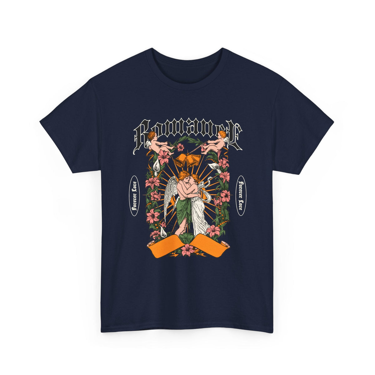 Gothic Floral Angel “Romancer” T-Shirt – Dark Vintage Unisex Grafik-T-Shirt