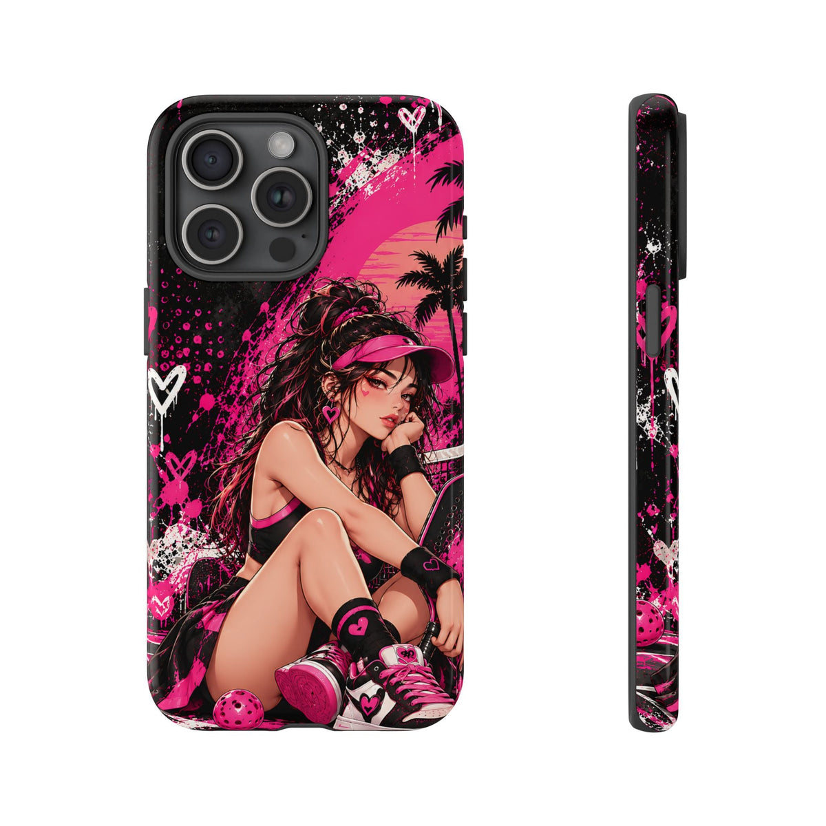 Rosa Grunge-Anime-Girl Handyhülle – Robuste Handyhülle im Urban-Streetwear-Stil