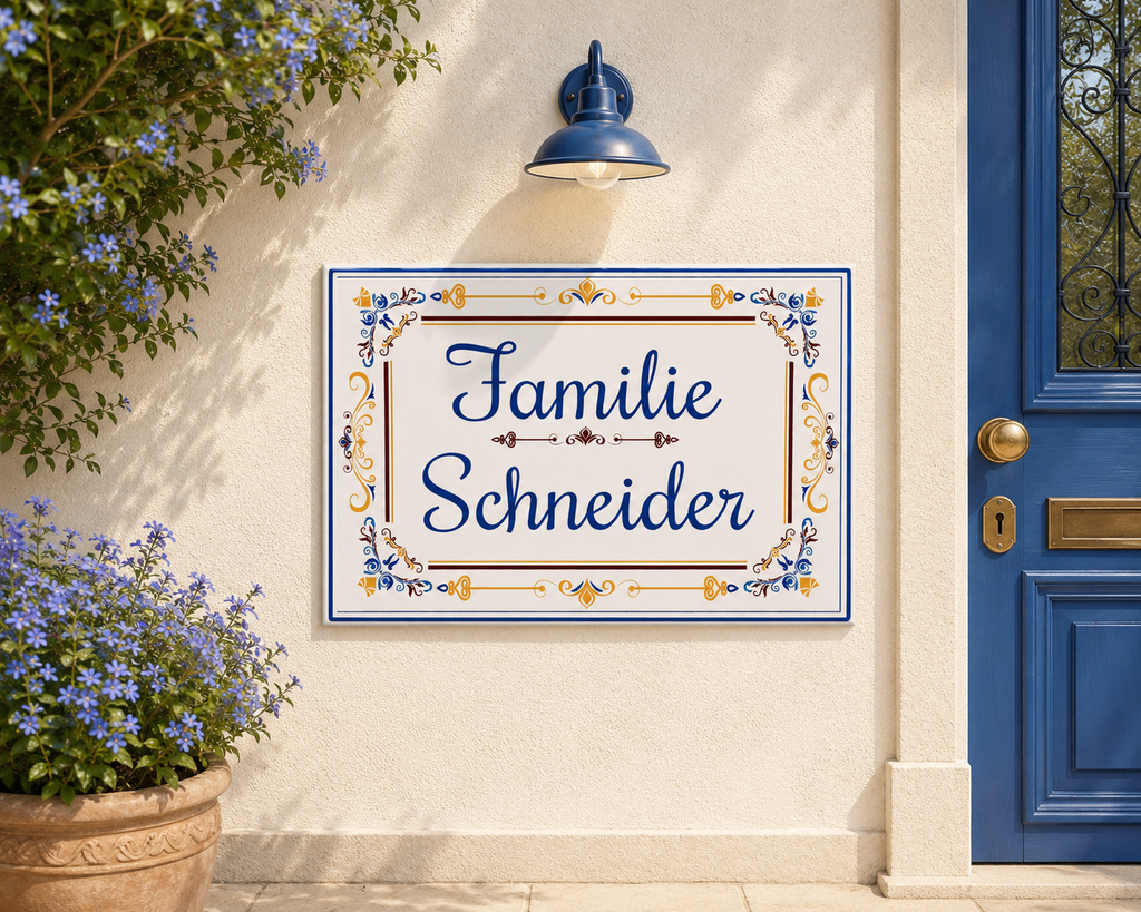 Personalisiertes Keramik-Hausschild 20×25 cm – Klassisch – Kalabula