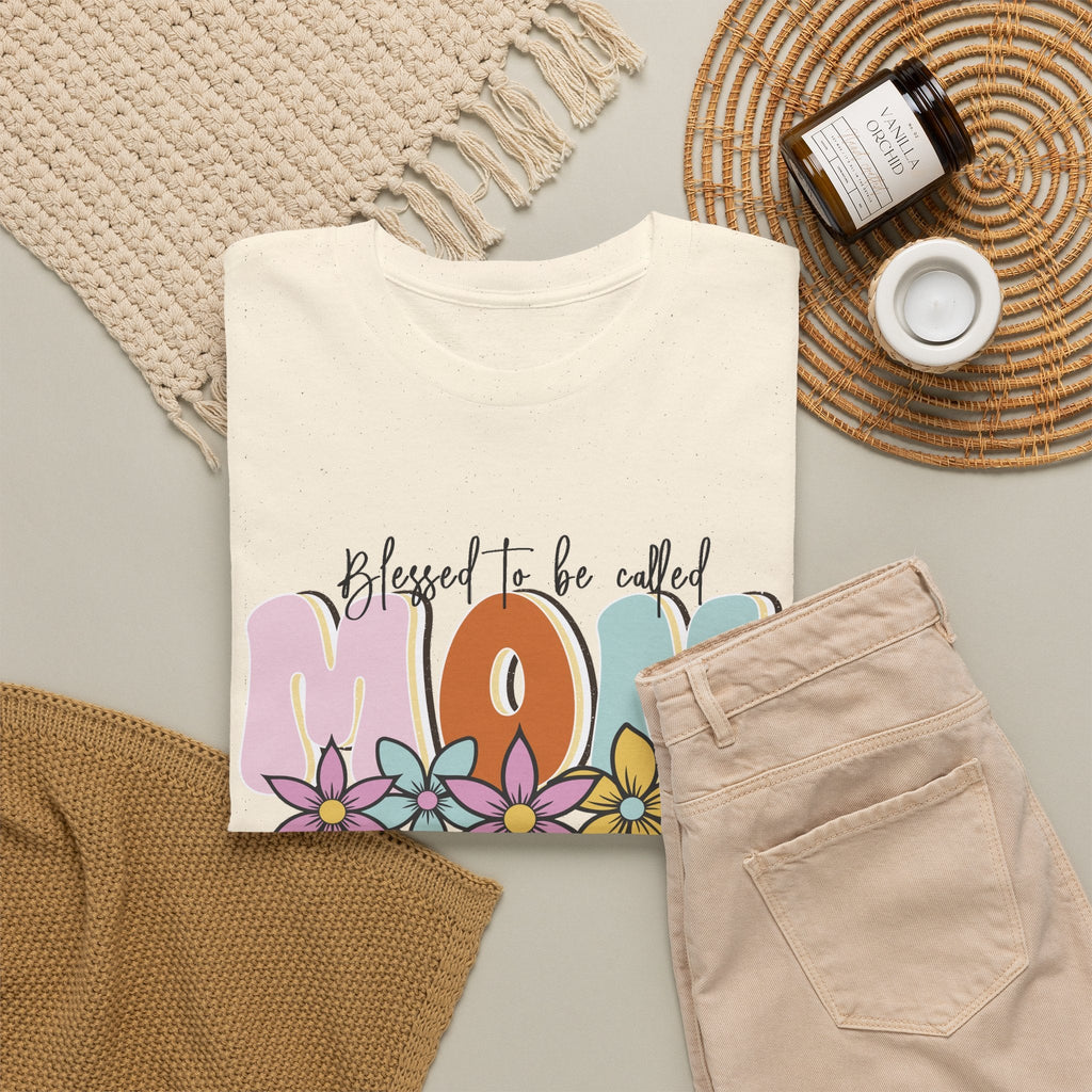 “Blessed to Be Called Mom” T-Shirt – Blumen & Mama Grafik-T-Shirt