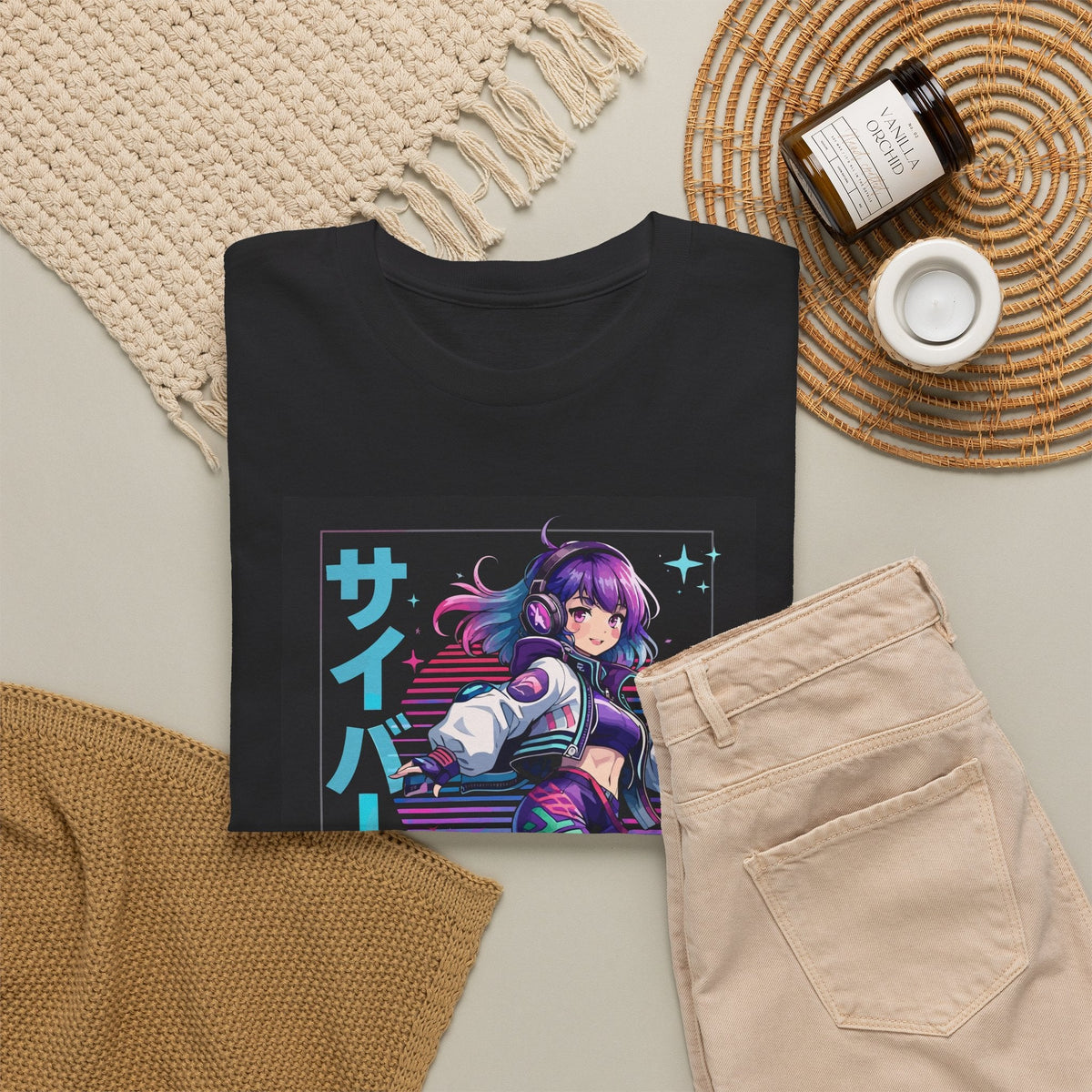 Cyberpunk Anime Girl T-Shirt – Futuristisches Japan-Design Grafik-T-Shirt