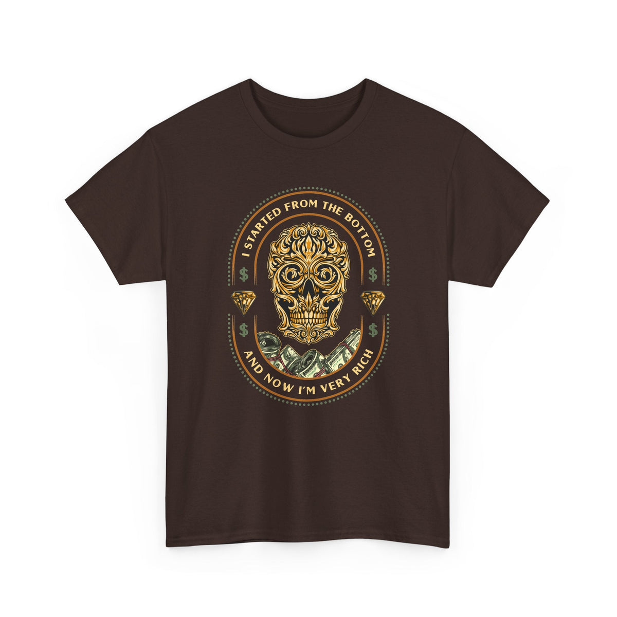 “Started From the Bottom” Skull T-Shirt – Vintage Biker Grafik-T-Shirt