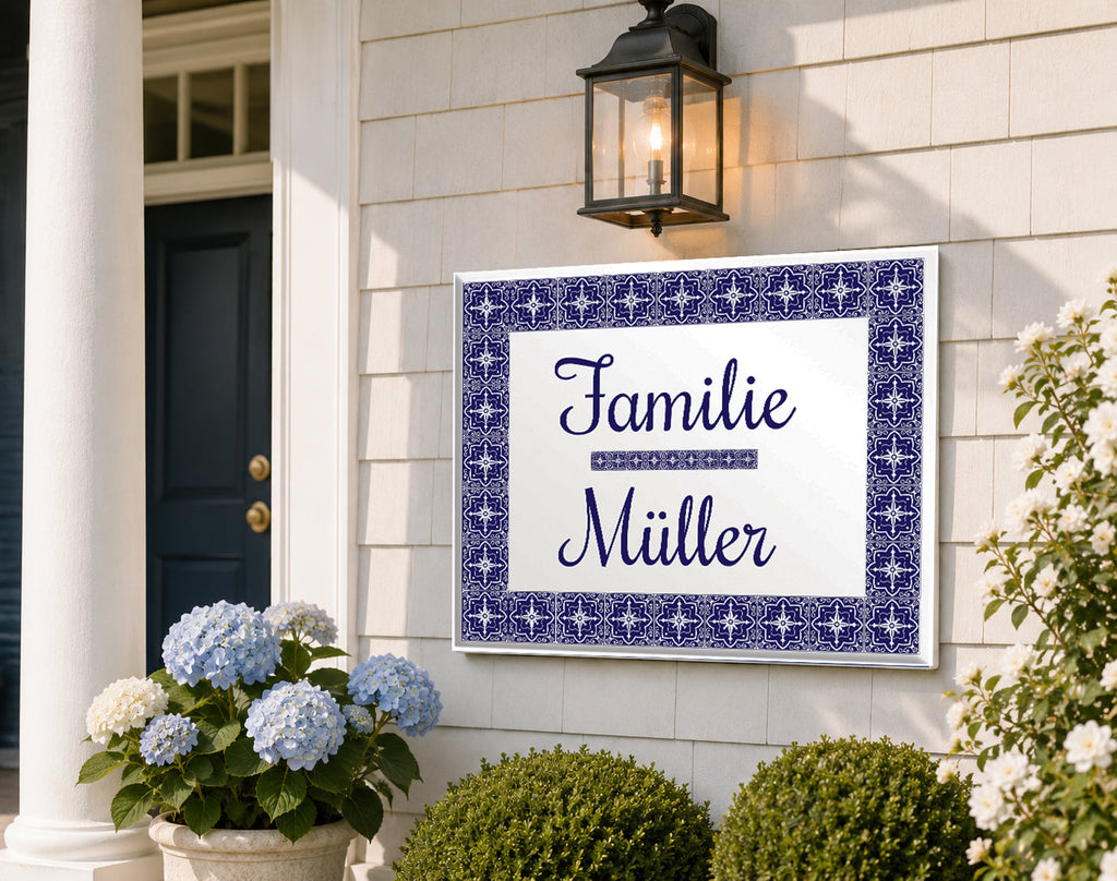 Personalisiertes Hausschild aus Keramik 20×25 cm – Klassisch – S24