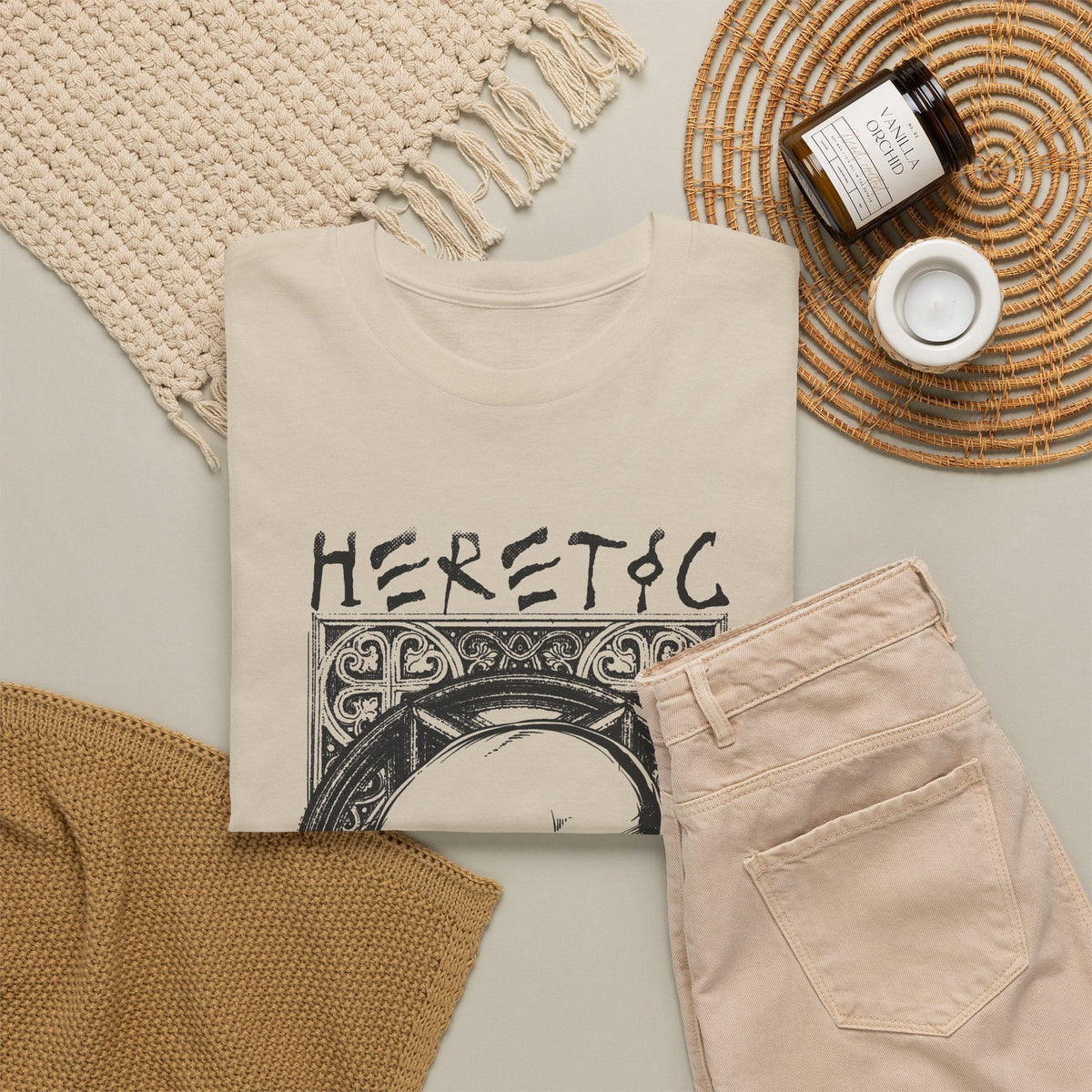 Heretic Skull T-Shirt – Gothic Pentagramm Grafik-T-Shirt