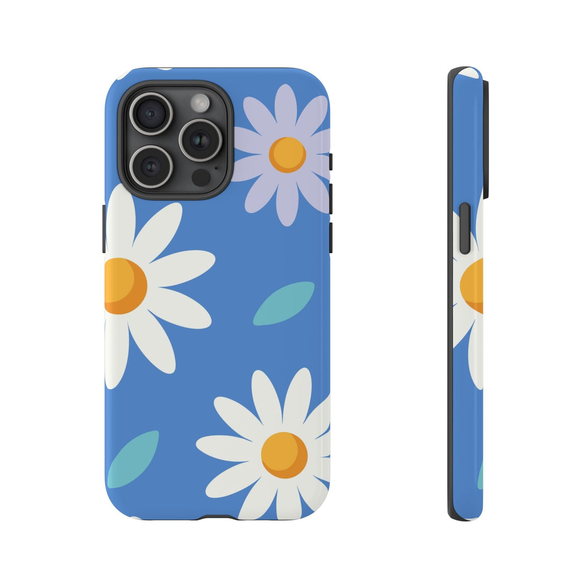 Blaues Gänseblümchen Robuste Handyhülle – Retro-Blumendesign