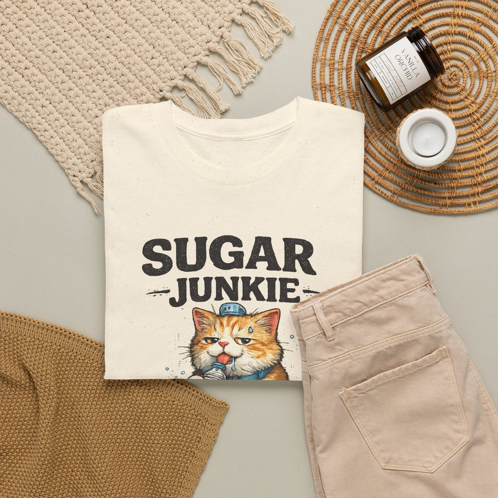 “Sugar Junkie – Diabetic Nightmare” T-Shirt – Lustige Katze Grafik-T-Shirt