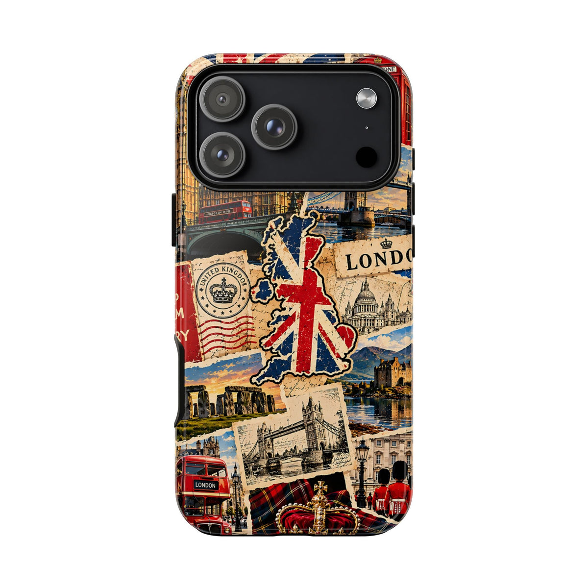 London-UK-Reise-Collage Handyhülle – Robuste Handyhülle im britischen Vintage-Stil
