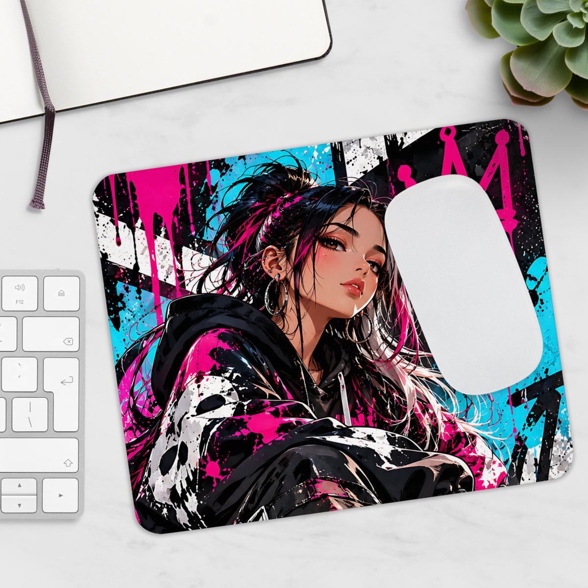 Anime Streetwear Mousepad – Pink Graffiti Design