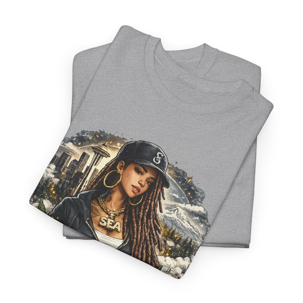 Seattle T-Shirt – Vintage Skyline, Kaffee & Porträt Grafik-T-Shirt