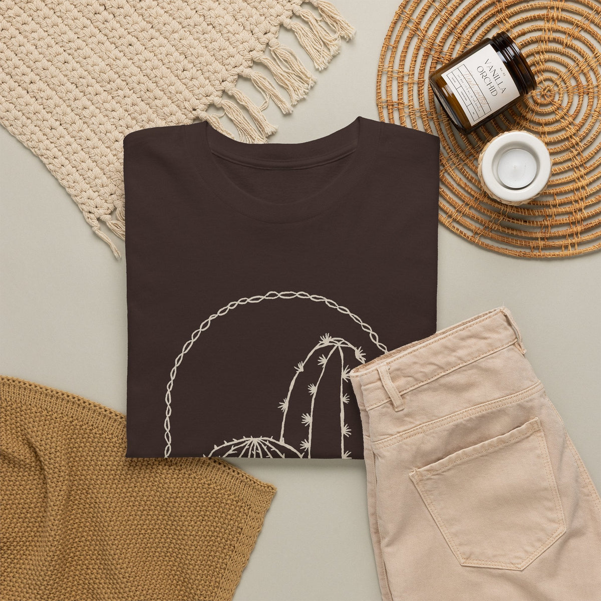 Minimal Cactus T-Shirt – Wüsten-Line-Art Unisex Grafik-T-Shirt