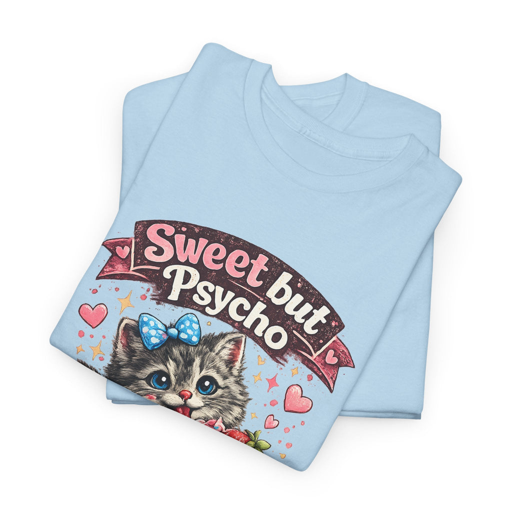 “Sweet But Psycho” T-Shirt – Süße lustige Kawaii-Katze Grafik-T-Shirt