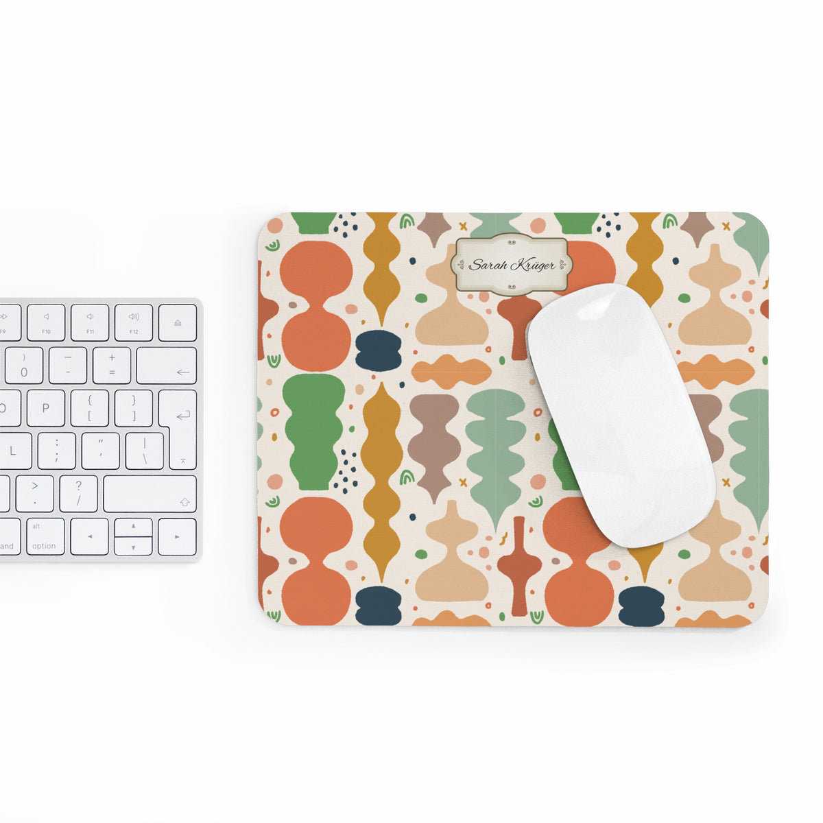 Personalisiertes Mousepad mit Name – Retro Muster – Mousepad von Kalabula, 23,2 × 19,4 cm