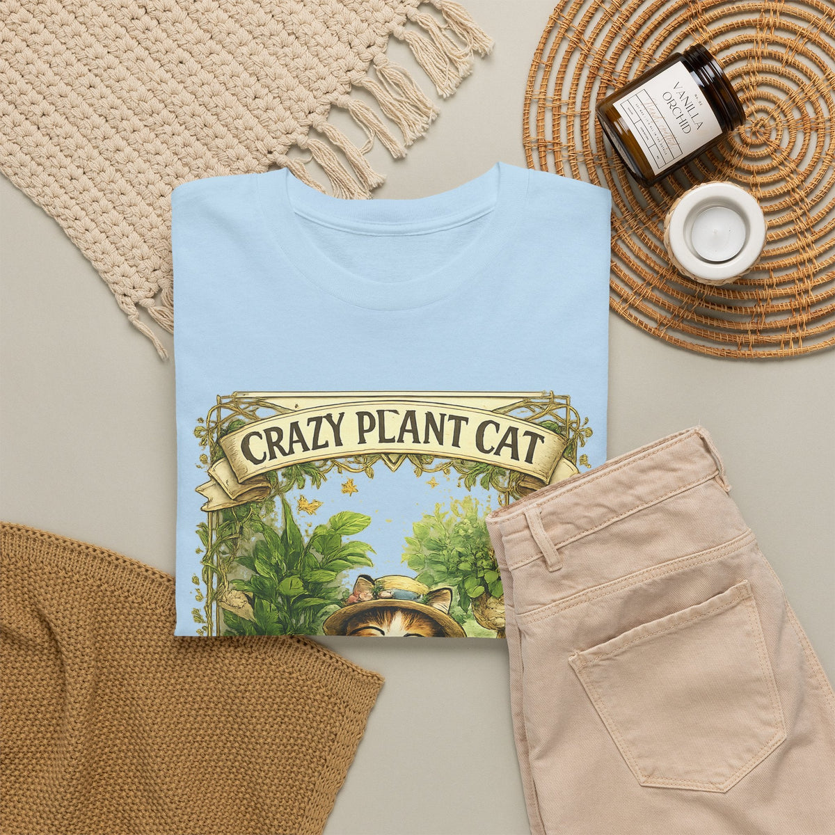 Crazy Plant Cat T-Shirt – Katze & Zimmerpflanzen Grafik-T-Shirt