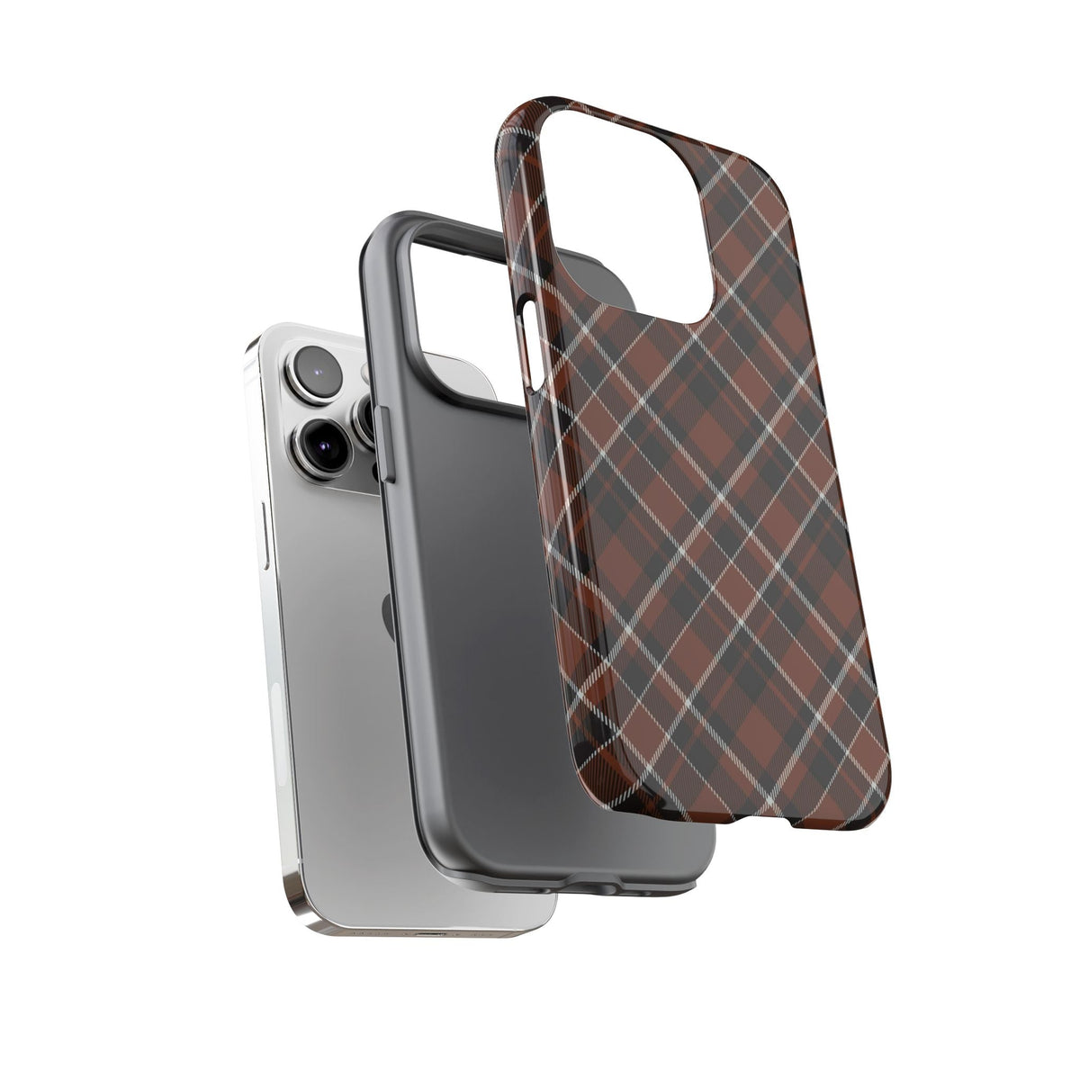 Braunes Karo Handyhülle – Robuste Handyhülle mit klassischem Tartan