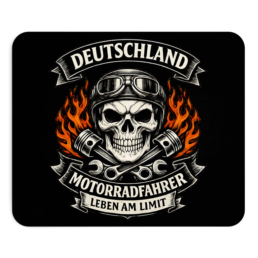 Deutschland Motorradfahrer Mousepad – Biker Totenkopf Design – Mousepad von Kalabula, 23,2 × 19,4 cm