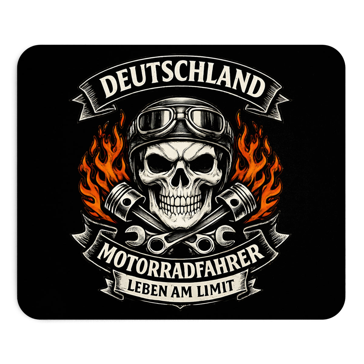 Deutschland Motorradfahrer Mousepad – Biker Totenkopf Design – Mousepad von Kalabula, 23,2 × 19,4 cm