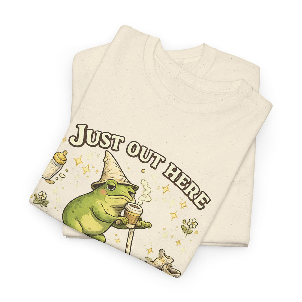 “Running on Caffeine & Mommin’” T-Shirt – Lustige Mama, Kaffee & Frosch Grafik-T-Shirt