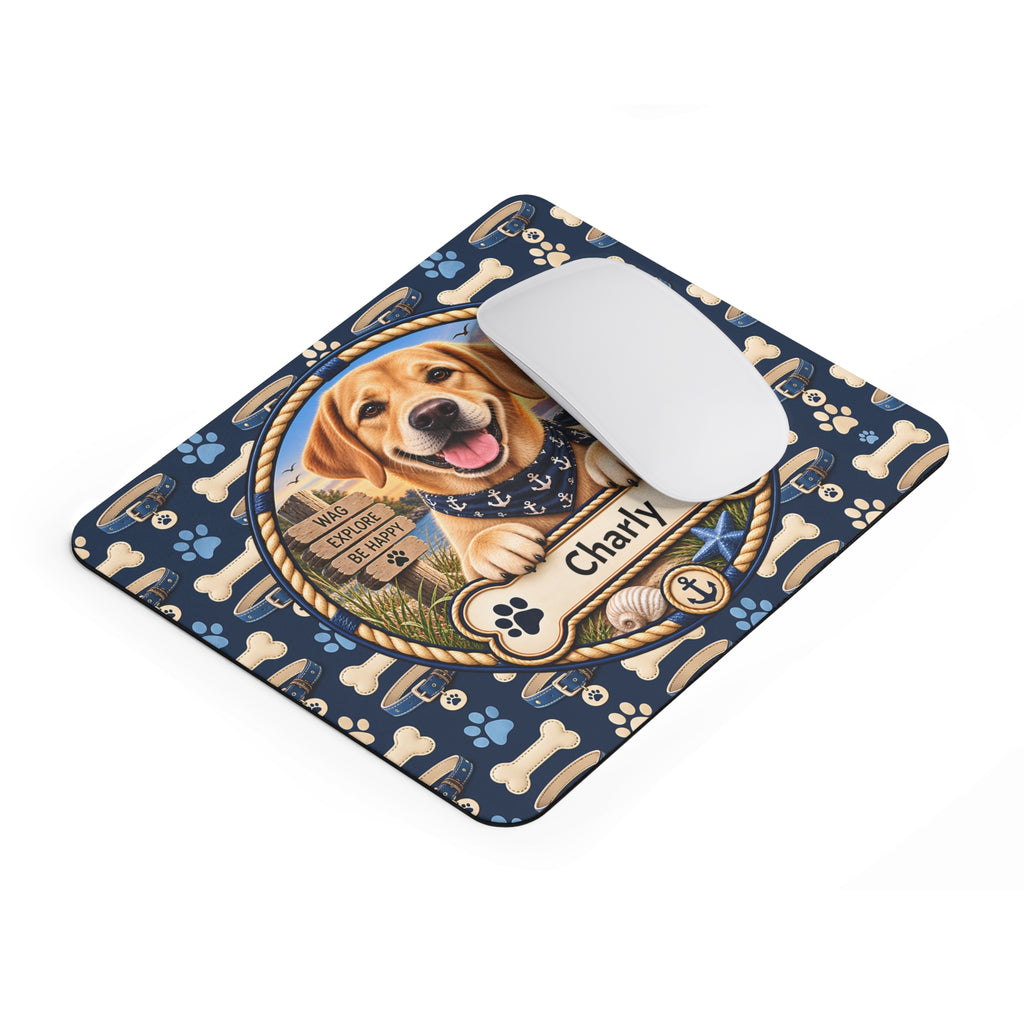 Personalisiertes Labrador-Mousepad mit Name – Maritimes Design
