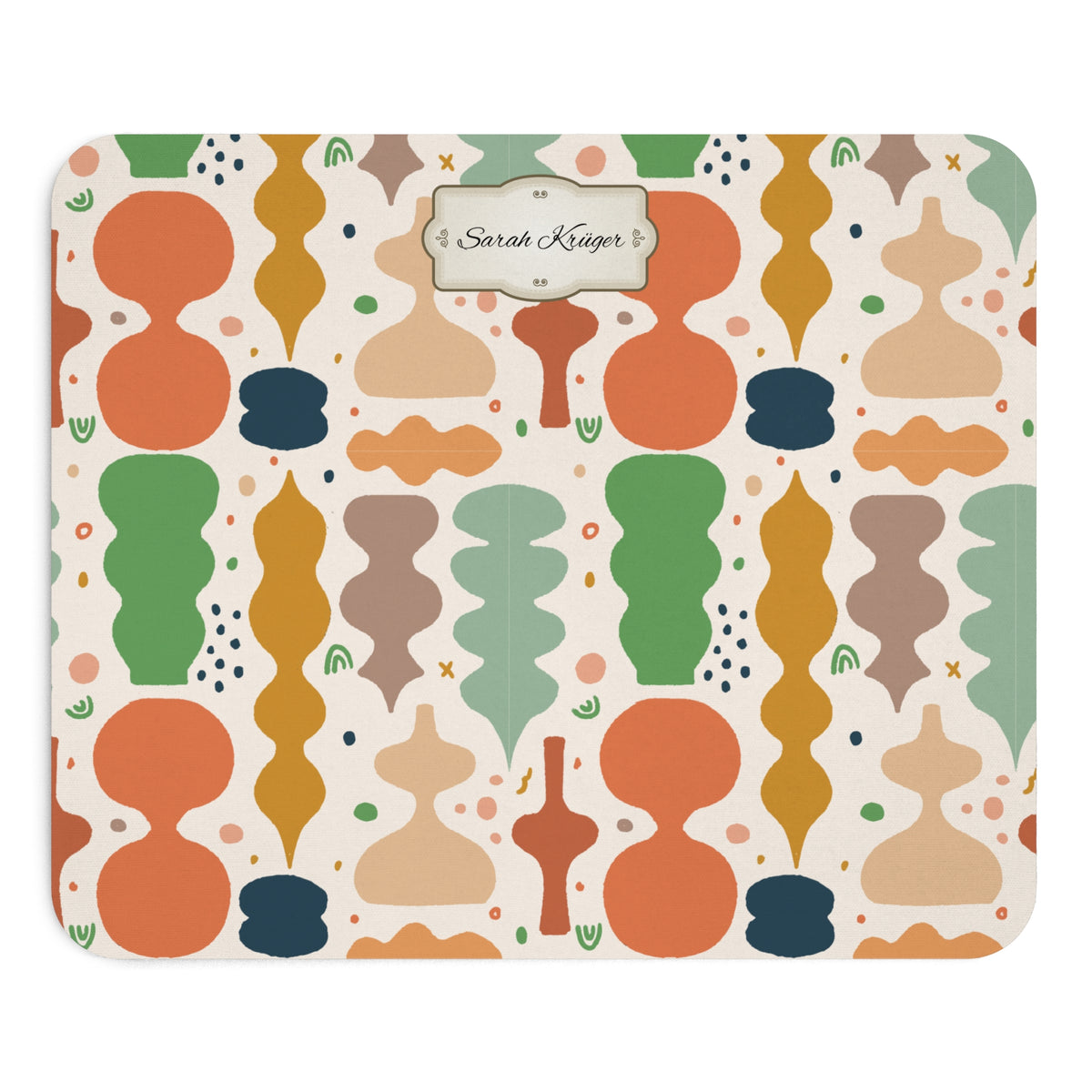 Personalisiertes Mousepad mit Name – Retro Muster – Mousepad von Kalabula, 23,2 × 19,4 cm