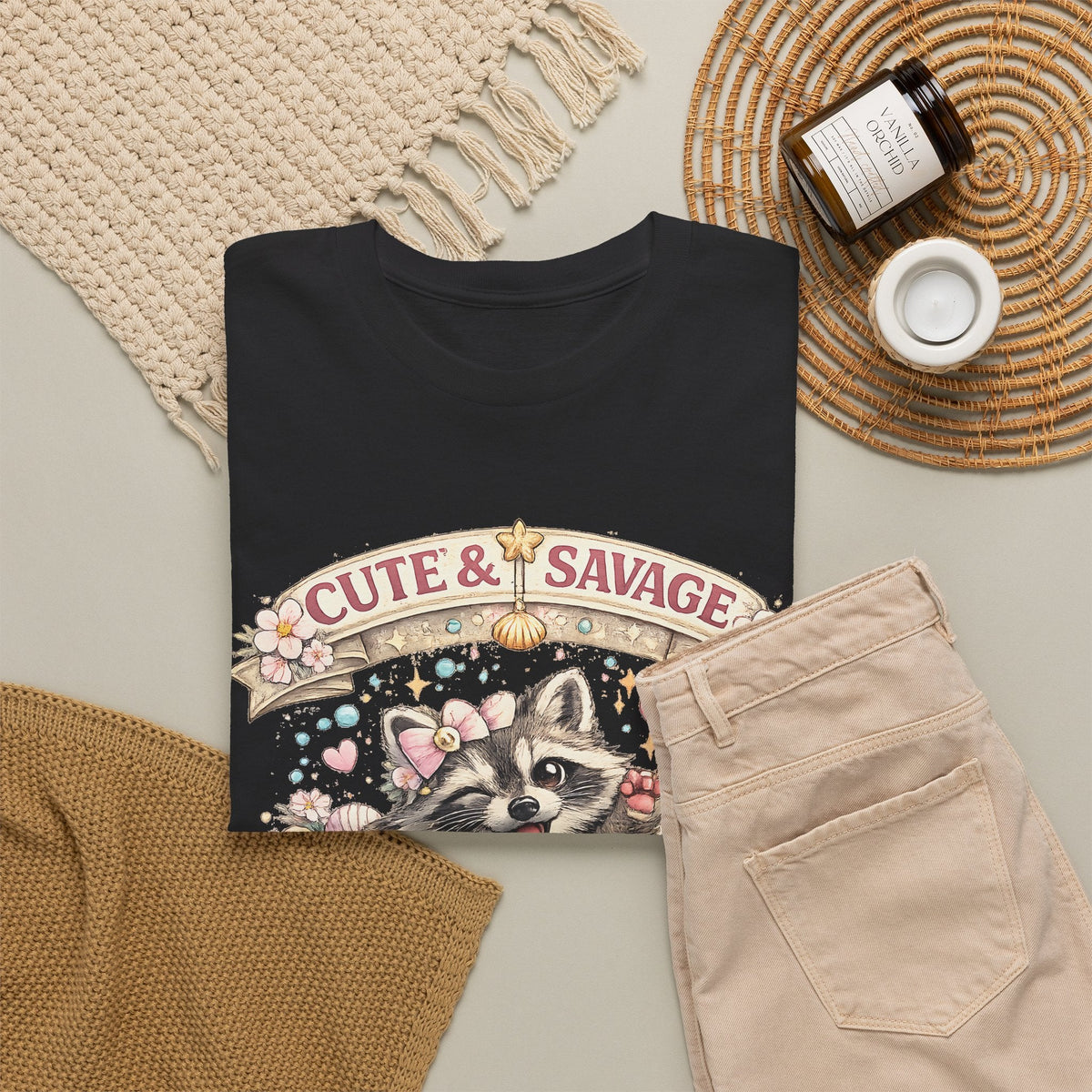 “Cute & Savage” T-Shirt – Lustiger Waschbär „Hot Mess Express“ Grafik-T-Shirt