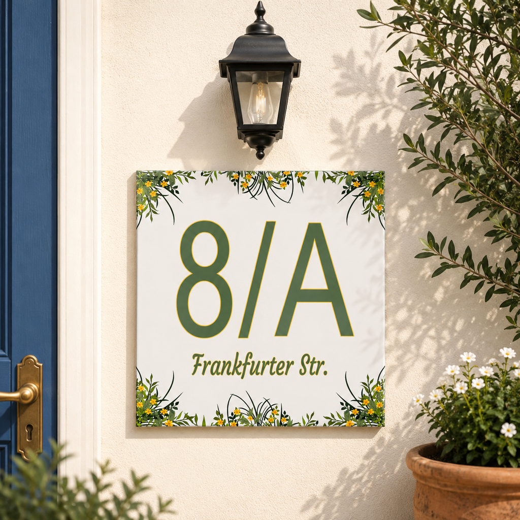 Personalisiertes Hausnummernschild Salerno – Keramik P25