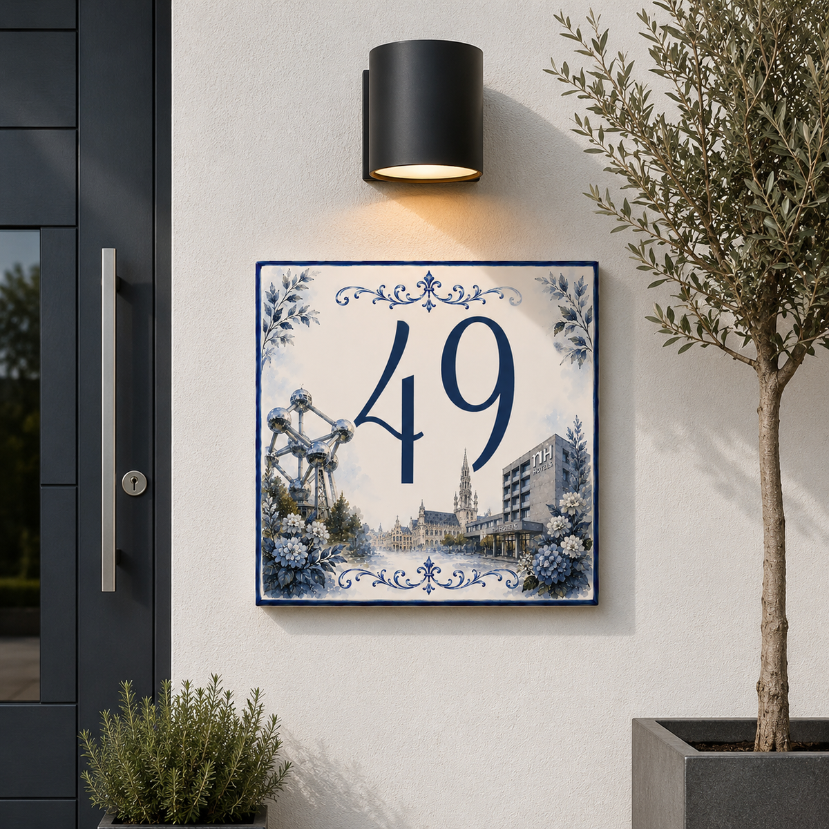 Personalisiertes Hausnummernschild Brüssel Atomium – Keramik P45
