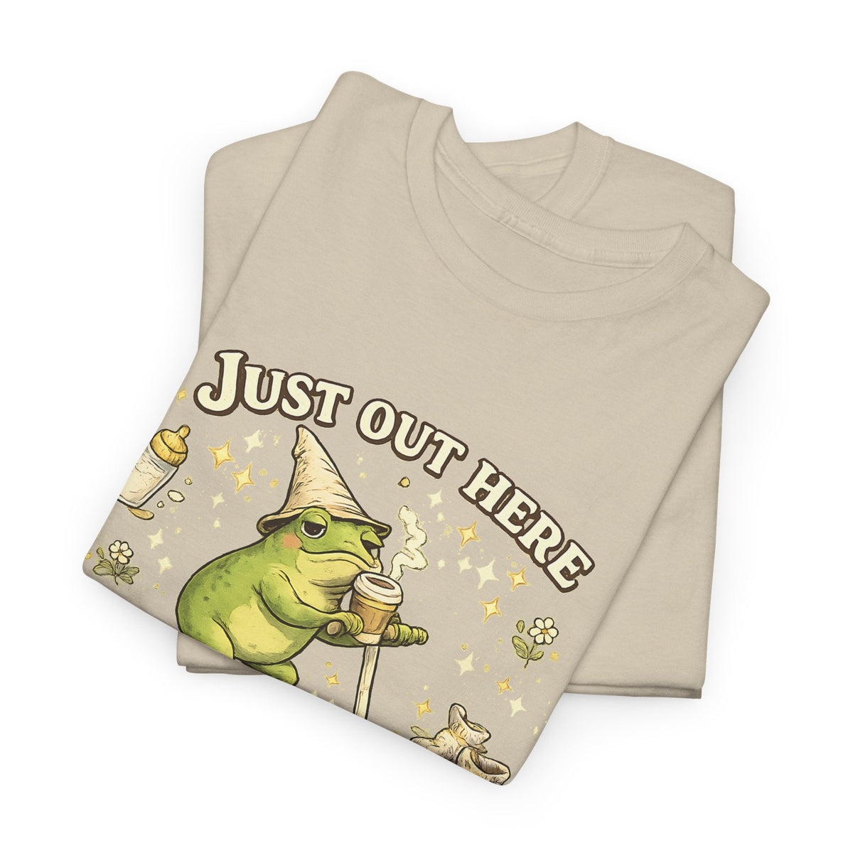 “Running on Caffeine & Mommin’” T-Shirt – Lustige Mama, Kaffee & Frosch Grafik-T-Shirt