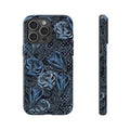 Dunkelblaue Rose Handyhülle – Robuste Handyhülle mit Gothic-Blumen