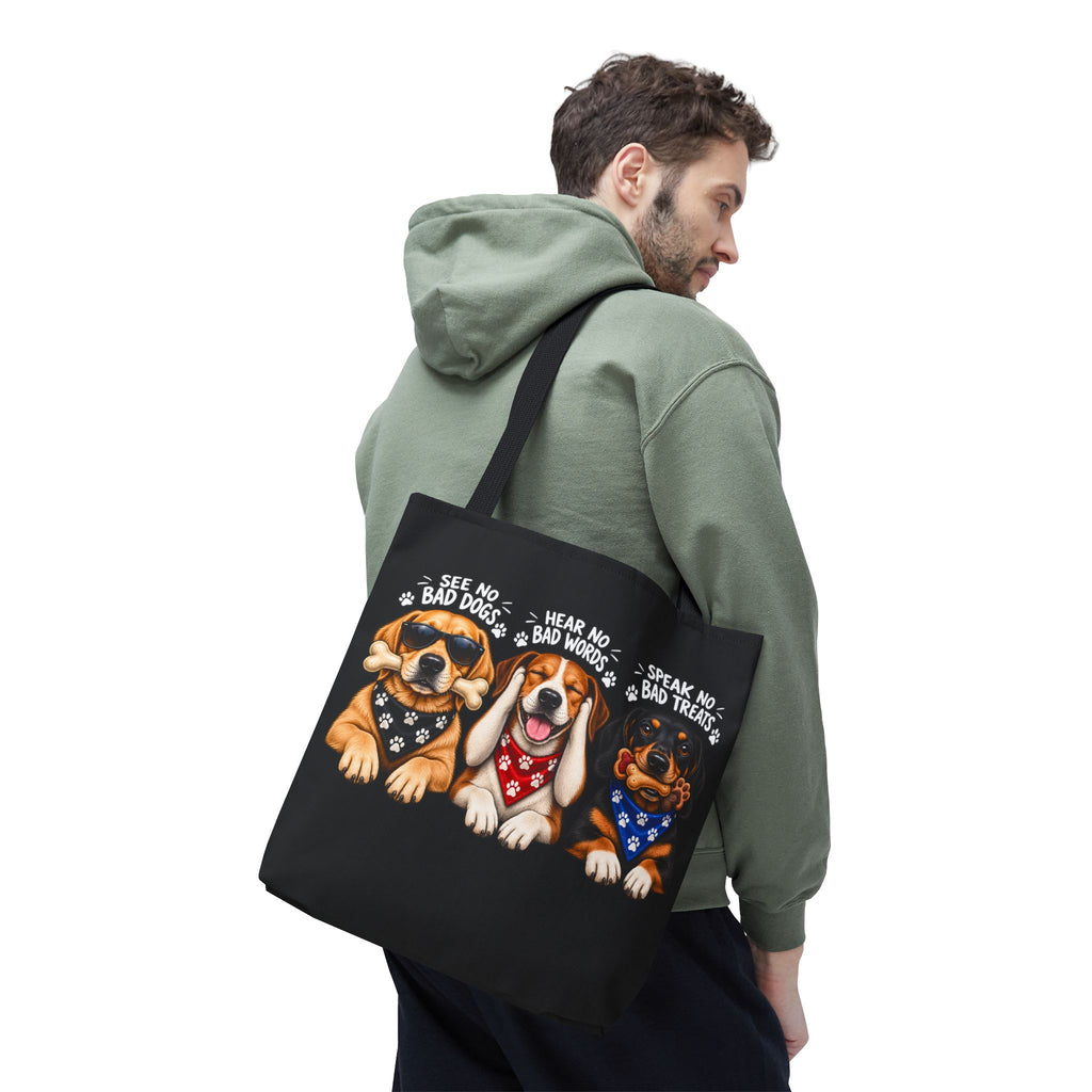 Lustige Hunde Stofftasche – Drei Hunde „See No Evil“ Motiv