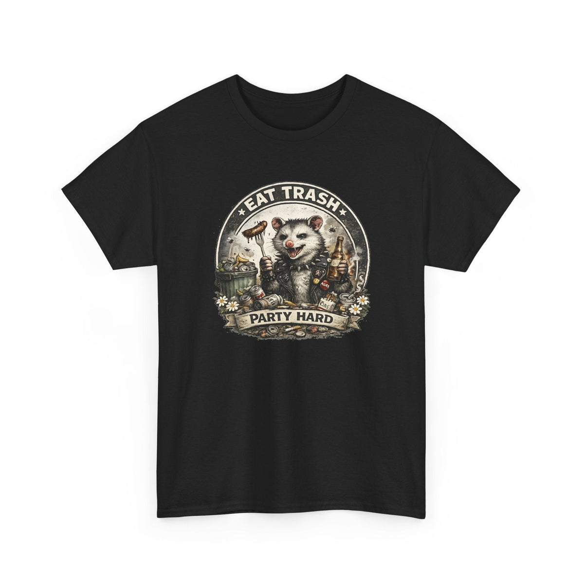 “Eat Trash, Party Hard” Opossum T-Shirt – Lustiges Grafik-Design T-Shirt