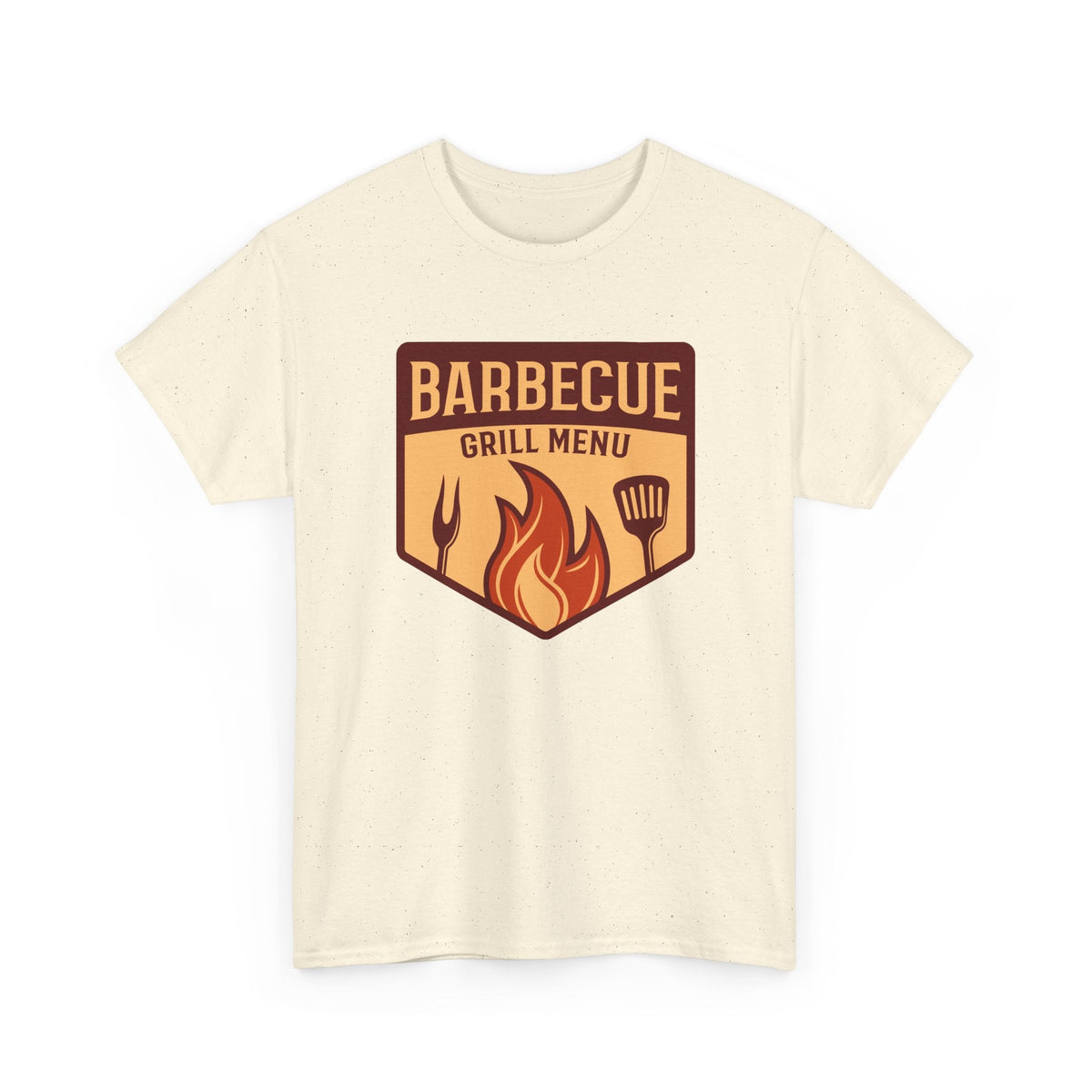 BBQ Grill Menu T-Shirt – Flammen & Grillbesteck Grafik-T-Shirt