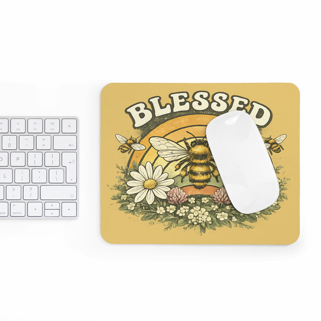 Blessed Bienen Mousepad – Blumen & Natur Design – Mousepad von Kalabula, 23,2 × 19,4 cm