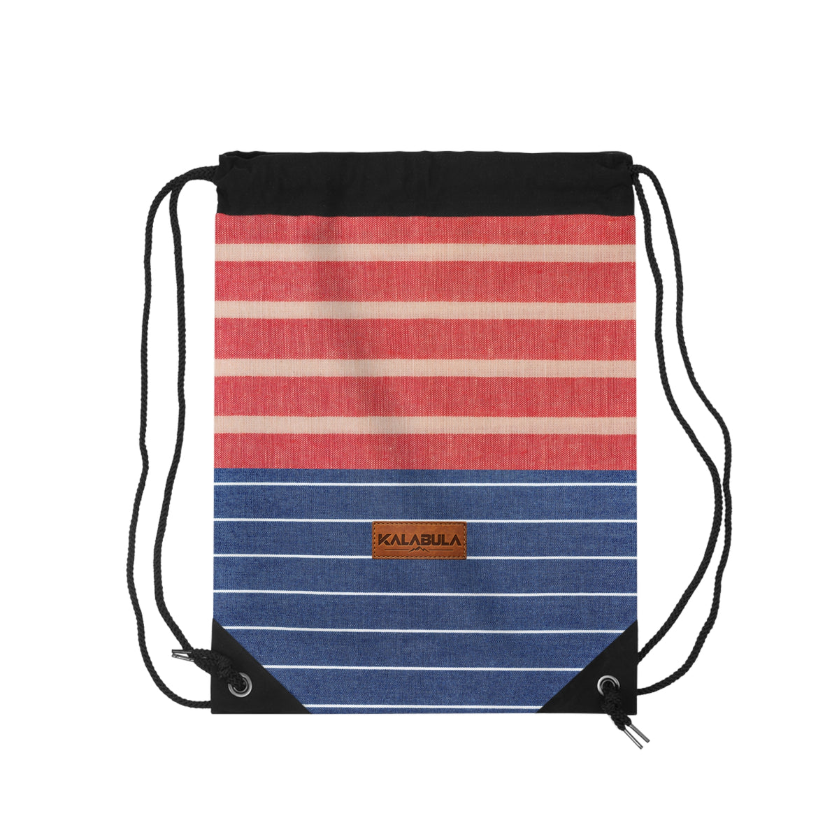 Gestreifter Turnbeutel – Rot Blau Retro Design von Kalabula