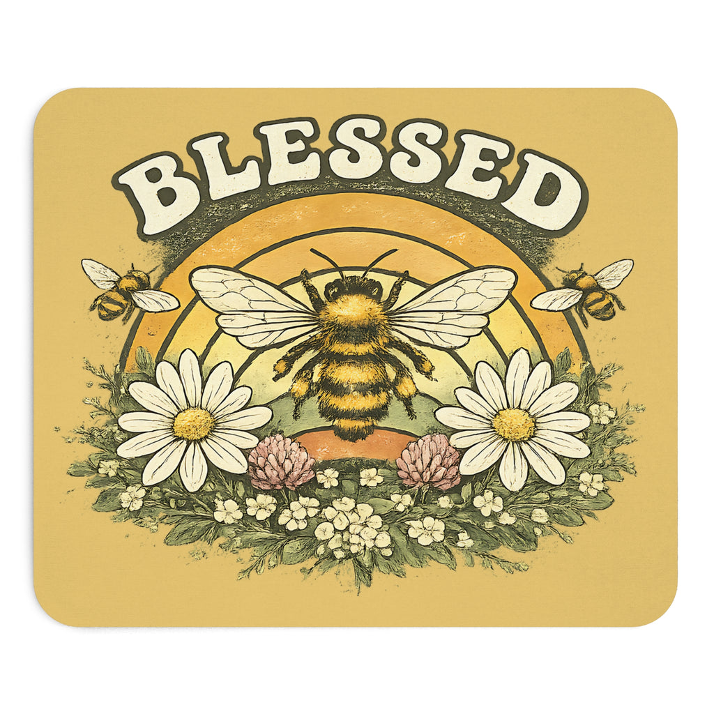 Blessed Bienen Mousepad – Blumen & Natur Design – Mousepad von Kalabula, 23,2 × 19,4 cm