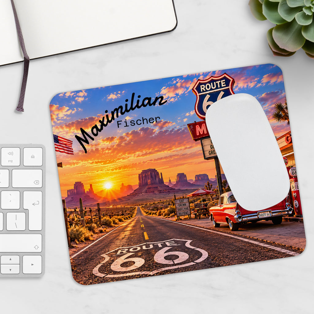 Personalisiertes Route 66 Mousepad – Mit Wunschname