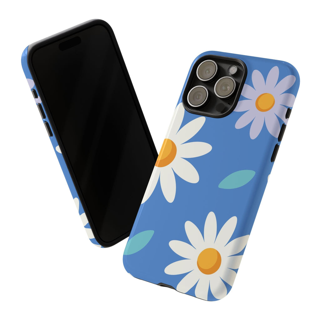 Blaues Gänseblümchen Robuste Handyhülle – Retro-Blumendesign