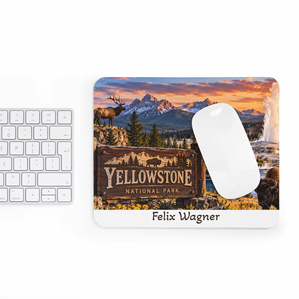 Personalisiertes Yellowstone Mousepad – Nationalpark mit Wunschname
