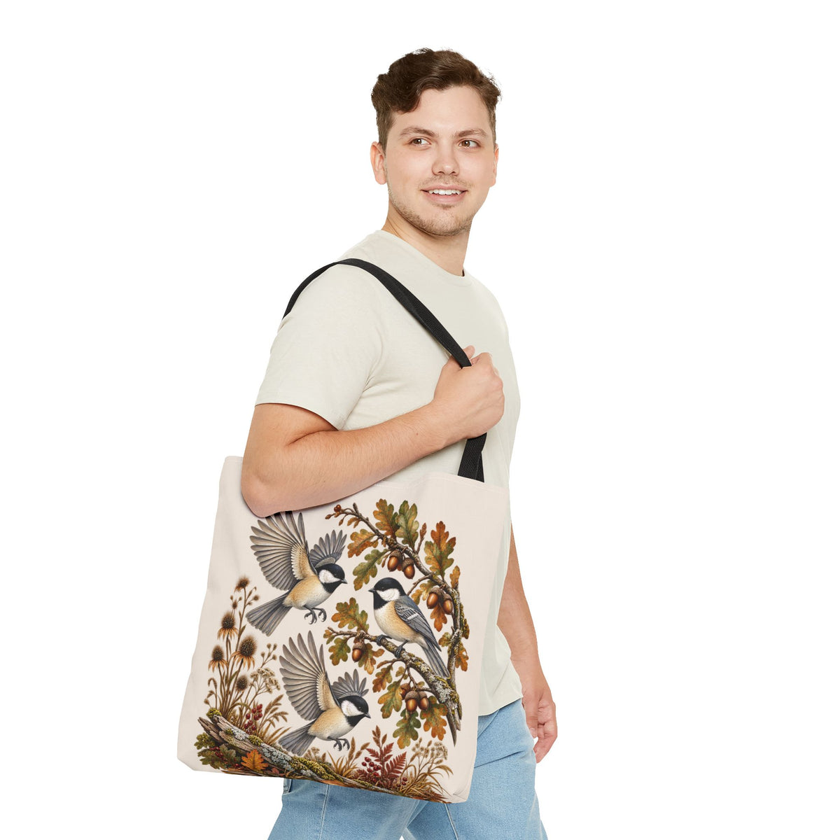 Vogel Stofftasche – Vintage Meisen & Naturmotiv Einkaufstasche